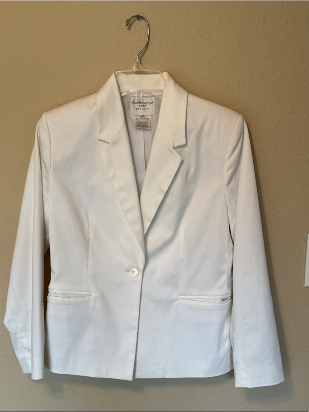 Worthington White Single-Button Stretch Blazer - Tailored Notch Lapel